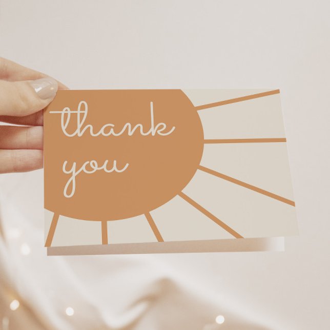 Little Ray of Sunshine Boho Baby Shower Thank You Card (Creator Uploaded)