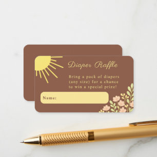 Little Ray of Sunshine Boho Diaper Raffle Enclosure Card