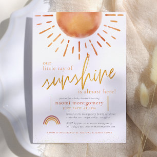 Little Ray of Sunshine Boho Rainbow Baby Shower Invitation