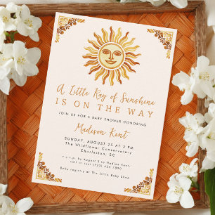 Little Ray of Sunshine Boho Sun Baby Shower Invitation