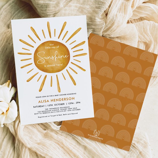 Little Ray of Sunshine | Boho Sun Baby Shower Invitation (Creator Uploaded)