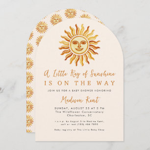 Little Ray of Sunshine Boho Sun Baby Shower Invitation