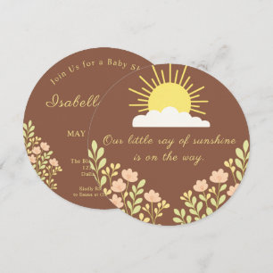 Little Ray of Sunshine Boho Sun Floral Terracotta  Invitation