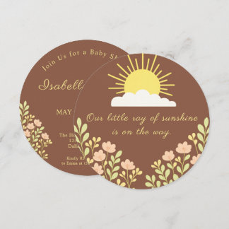 Little Ray of Sunshine Boho Sun Floral Terracotta Invitation