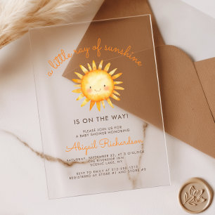 Little Ray of Sunshine Cute Baby Shower Acrylic Invitations