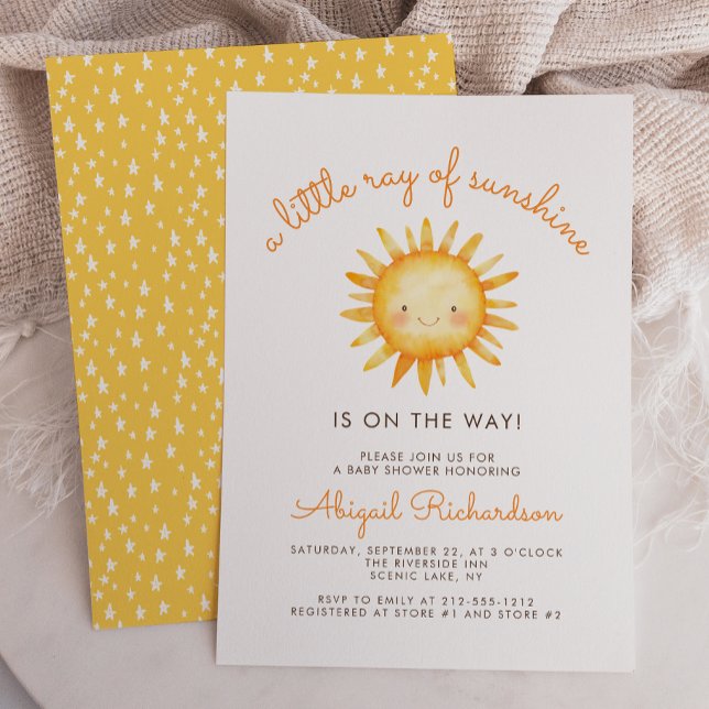 Little Ray of Sunshine Cute Baby Shower Invitation (Creator Uploaded)