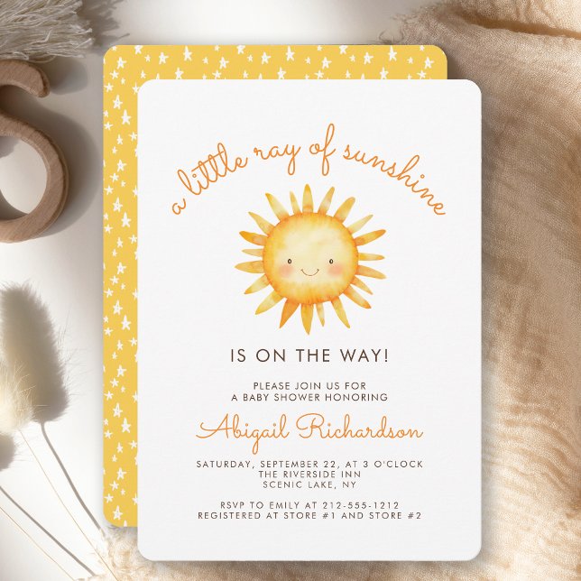 Little Ray of Sunshine Cute Baby Shower Invitation (Creator Uploaded)