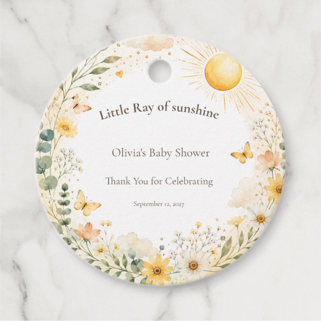 Little Ray of Sunshine Favour Tags (Front)