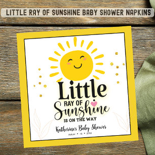Little Ray of Sunshine Glitter Baby Shower Napkin