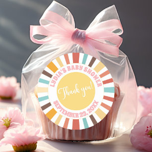 Little Ray Of Sunshine Pink Baby Shower Classic Round Sticker