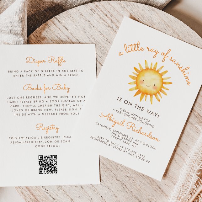 Little Ray of Sunshine QR Code Baby Shower Invitation (Creator Uploaded)