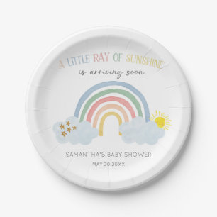 Little Ray of Sunshine Rainbow Baby Shower Paper Plate