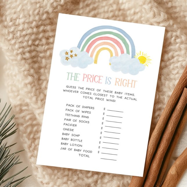 Little Ray of Sunshine Rainbow The Price Is Right  (Rainbow Baby Shower The Price Is Right Game)