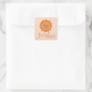 Little Ray of Sunshine Watercolor Baby Shower Square Sticker
