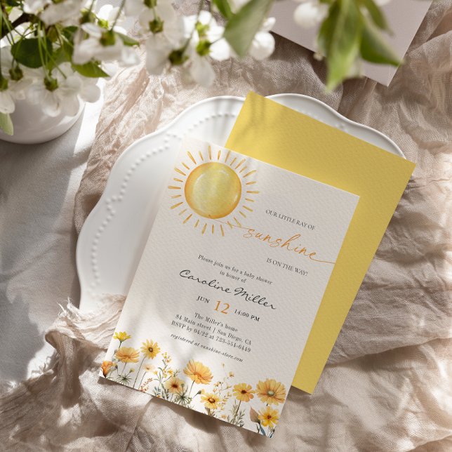 Little Ray Of Sunshine Wildflower Baby Shower  Invitation (Creator Uploaded)