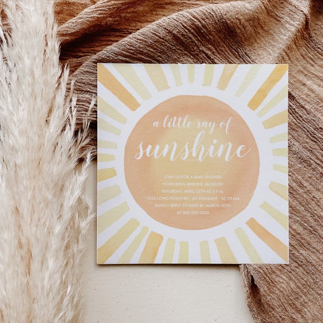 Little Ray Of Sunshine Yellow Modern Baby Shower Invitation (Creator Uploaded)