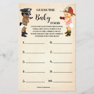 Little Recruit Guess Baby Food Shower Game Card