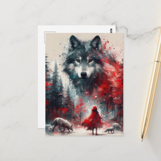 Little Red and Her Wolf Pack Postcard (Front/Back In Situ)