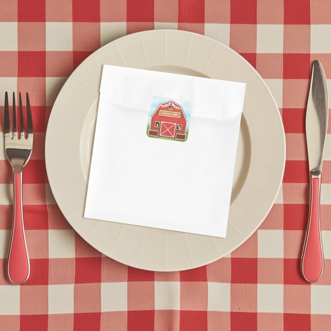 Little Red Barn Farm Birthday Party Square Sticker (Creator Uploaded)