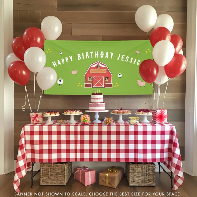 Little Red Barn Farm Happy Birthday Banner (Creator Uploaded)