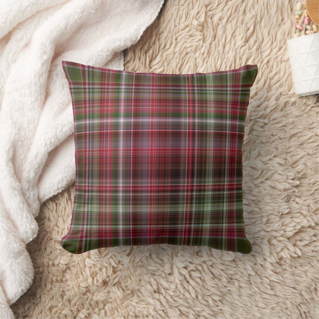 Little Red Berries Red and Green Plaid Cushion (Blanket)