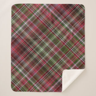 Little Red Berries Red and Green Plaid Sherpa Blanket