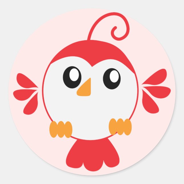 Little Red Bird Classic Round Sticker (Front)
