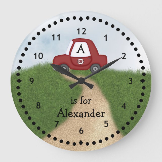 Little Red Car Wall Clock (Front)