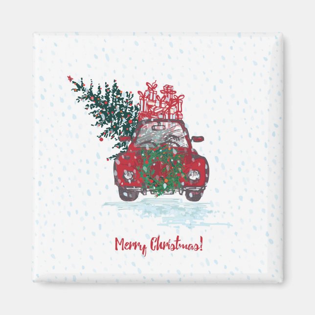 Little Red Christmas Car Magnet (Front)
