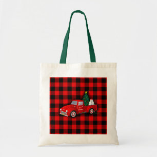 Little Red Christmas Truck Tote Bag