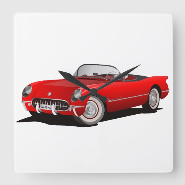 Little red corvette square wall clock (Front)