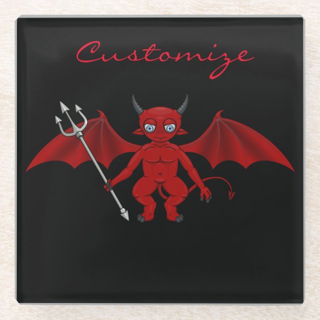 Little Red Devil Thunder_Cove Glass Coaster (Front)