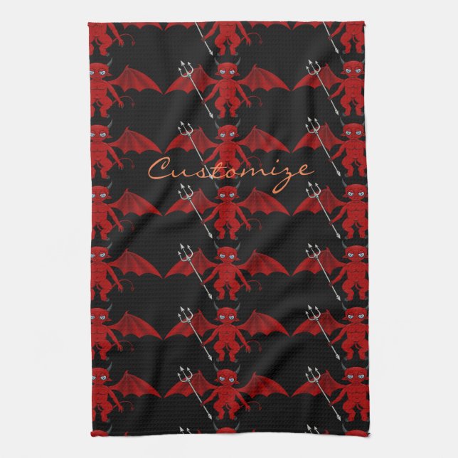 Little Red Devil Thunder_Cove Tea Towel (Vertical)