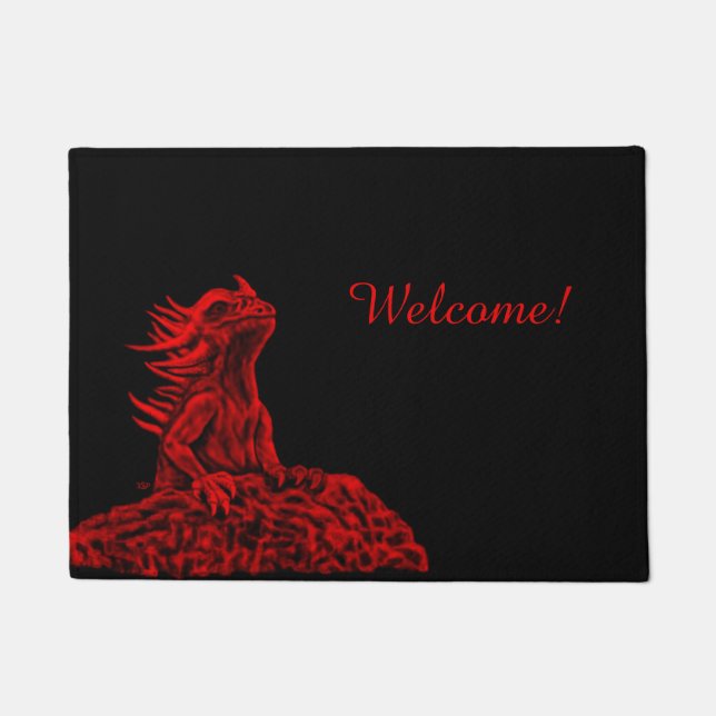Little red Dragon Doormat (Front)