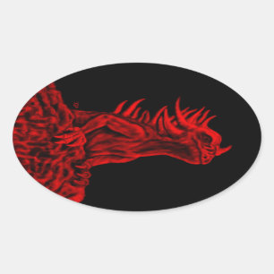 Little red Dragon Oval Sticker