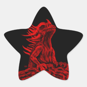 Little red Dragon Star Sticker