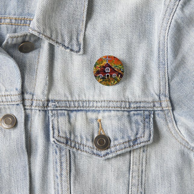 Little Red Fairy House  3 Cm Round Badge (In Situ)