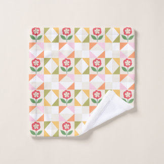 Little red flower quilt block bath towel set