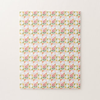 Little red flower quilt block jigsaw puzzle