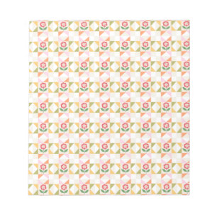 Little red flower quilt block notepad