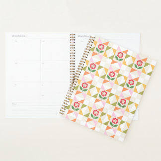 Little red flower quilt block planner