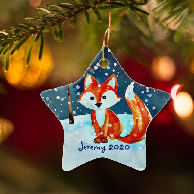 Little Red Fox in Snow Ceramic Tree Decoration (Creator Uploaded)