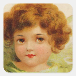 Little Red-Headed Angel Square Sticker