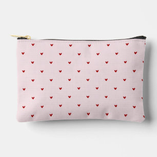 Little Red Hearts Cute Pink Valentines Accessory Pouch