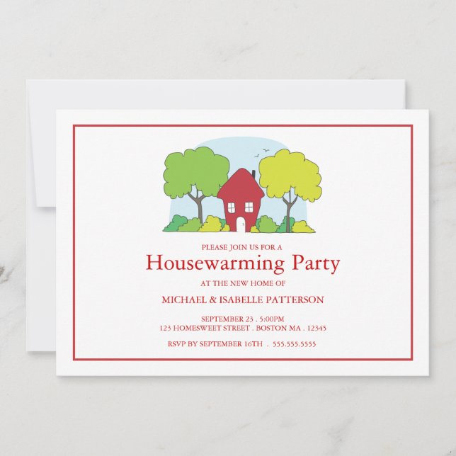 Little Red House Housewarming Party Invitation (Front)