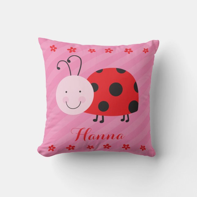 Little Red Ladybug Personalised Pillow (Front)