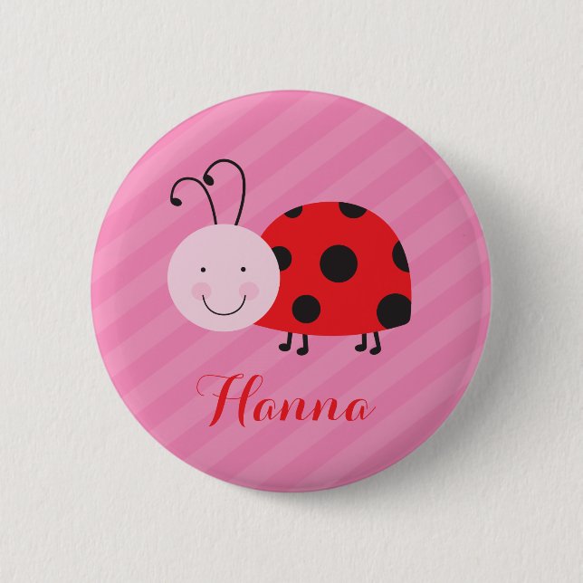 Little Red Ladybug Personalised Pin Button (Front)