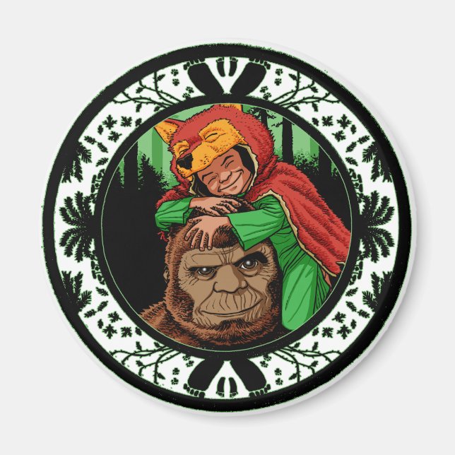 Little Red Mighty Nizz Bigfoot Sasquatch Daddy Magnet (Front)