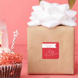 Little Red Ribbon Holiday Gifting Square Sticker