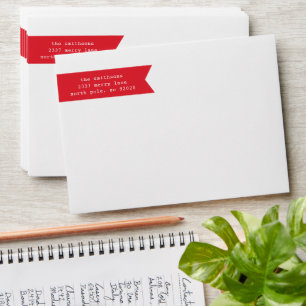 Little Red Ribbon Return Address Holiday Envelope 